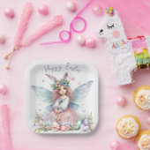 ウォーターカラーイースター春妖精 ペーパープレート (パーティー)