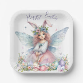 ウォーターカラーイースター春妖精 ペーパープレート