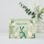 ウォーターカラーイースター美しいイラストレーション ポストカード (スタンド正面)