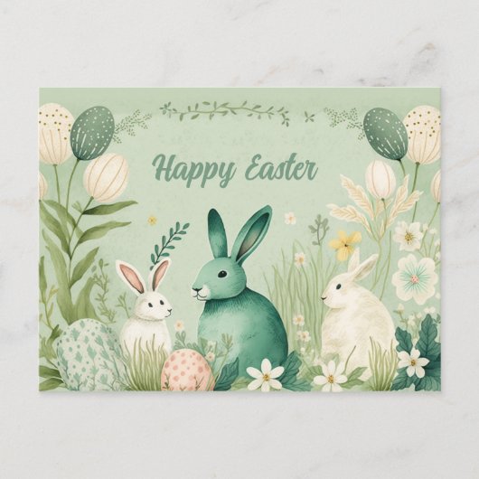 ウォーターカラーイースター美しいイラストレーション ポストカード (正面)