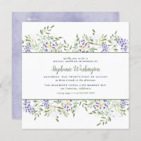 ウォーターカラーウィステリアブライダルシャワー招待状|正方形