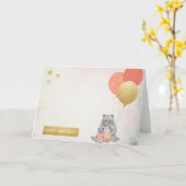 ウォーターカラーウィズママベアベビーベアハッピーバースデー カード (黄色い花)