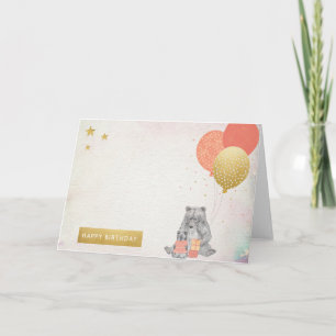 ウォーターカラーウィズママベアベビーベアハッピーバースデー カード