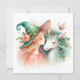 ウォーターカラーウィッチユニコーンファンタジーアート魔法引用文