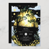 ウォーターカラーウィムシーウッドランド誕生日 招待状 (正面/裏面)