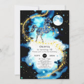 ウォーターカラーウィムシーホース誕生日 招待状 (正面)