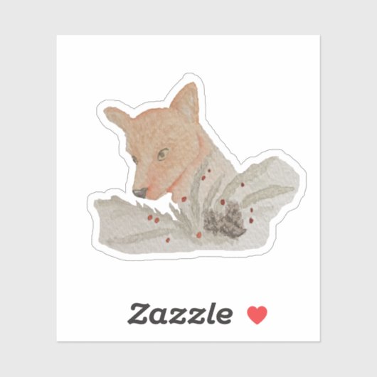 ウォーターカラーウィンターウッドランドキツネ シール (シート)