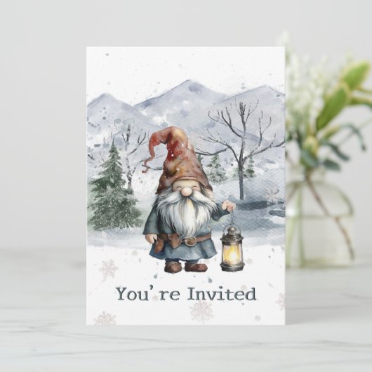 ウォーターカラーウィンタークリスマス格言ホリデーパーティー 招待状 (スタンド正面)