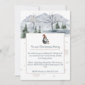 ウォーターカラーウィンタークリスマス格言ホリデーパーティー 招待状 (裏面)