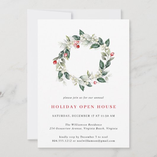 ウォーターカラーウィンターグリーナリーホリデーオープンハウス 招待状 (正面)