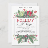 ウォーターカラーウィンターグリーナリーホリデーパーティー 招待状 (正面)