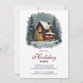 ウォーターカラーウィンターハウスニューイヤーホリデーパーティー 招待状 (正面)