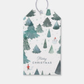 ウォーターカラーウィンターフォレストホリデー ギフトタグ (正面)