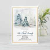 ウォーターカラーウィンターホリデークリスマス招待状 (スタンド正面)