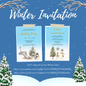 ウォーターカラーウィンターホリデーパステル 招待状