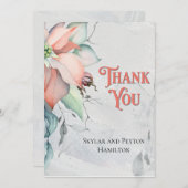 ウォーターカラーウィンターホリデーポインセチア サンキューカード (正面/裏面)