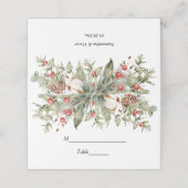 ウォーターカラーウィンターポイントセティア&グリーンパインツリー  プレイスカード (外部開封)