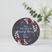 ウォーターカラーウィンターレッドピーニーリースメイド・オブ・オーナー（花嫁付き添い人） 招待状 (スタンド正面)