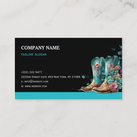 ウォーターカラーウェスタンフローラブーツ 名刺 (裏面)