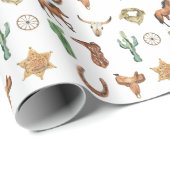 ウォーターカラーウェスタンロデオホースカウボーイ女性のカーボーイ ラッピングペーパー (ロールコーナー)