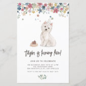 ウォーターカラーウェスティドッグ誕生日招待状 (正面)