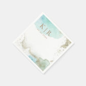 ウォーターカラーウェーブズコースタルパステル紙 スタンダードカクテルナプキン (角)