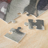 ウォーターカラーウエスタンロデオカウボーイブルローピング ジグソーパズル (側面)