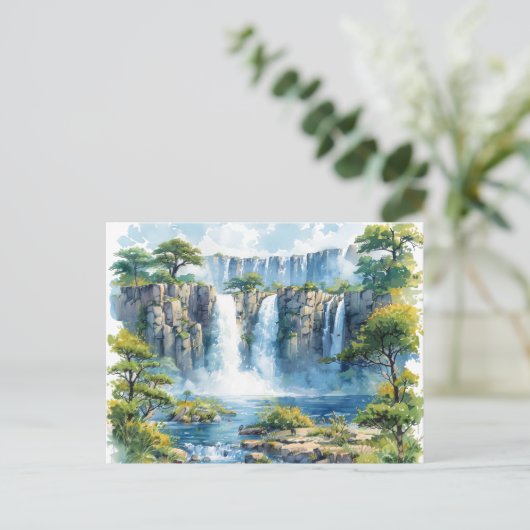 ウォーターカラーウォーターウォーターウォーターウォーターウォーターウォーターウォーターウォーターウォ ポストカード (スタンド正面)