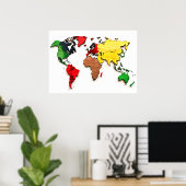 ウォーターカラーウォールアートワールドマップポスター ポスター (ホームオフィス)