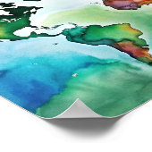 ウォーターカラーウォールアートワールドマップポスター ポスター (角)