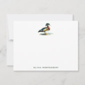 ウォーターカラーウッドアヒルイラストレーションパーソナル ノートカード (正面)