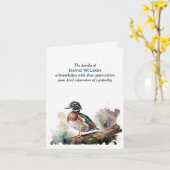 ウォーターカラーウッドアヒル悔やみや弔慰サンキューユー カード (黄色い花)