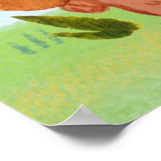 ウォーターカラーウッドランドウサギ子供部屋ルーム ポスター (角)