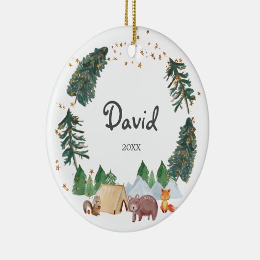 ウォーターカラーウッドランドオーナメントボーイ セラミックオーナメント (右)