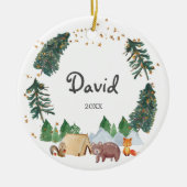 ウォーターカラーウッドランドオーナメントボーイ セラミックオーナメント (正面)