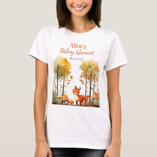 ウォーターカラーウッドランドキツネモミーto-be tシャツ
