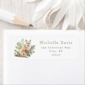 ウォーターカラーウッドランドキツネ住所 シール (インサイチュ)