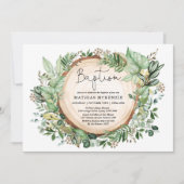 ウォーターカラーウッドランドグリーナリーバプテスマ《キリスト教》洗礼式や命名式 招待状 (正面)