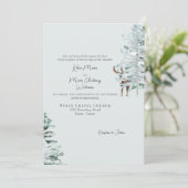 ウォーターカラーウッドランドディアー結婚式招待状 招待状 (スタンド正面)