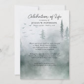 ウォーターカラーウッドランドパインズお祝いオブライフ 招待状 (正面)