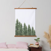 ウォーターカラーウッドランドパインツリーウォールアートルームデコール 吊り下げ型タペストリー (寝室)