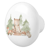 ウォーターカラーウッドランドフォレストアニマルズ子供部屋ベッドルーム セラミックノブ (右)