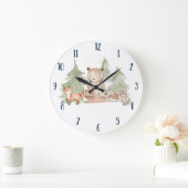 ウォーターカラーウッドランドフォレストアニマルズ子供部屋ベッドルーム ラージ壁時計 (ホーム)