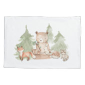 ウォーターカラーウッドランドフォレストアニマルズ子供部屋ベッドルーム 枕カバー (裏面)