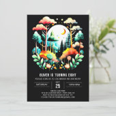 ウォーターカラーウッドランドフォレストチルドレン誕生日 招待状 (スタンド正面)