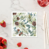 ウォーターカラーウッドランドフォレストホリデイ スタンダードカクテルナプキン (インサイチュ)