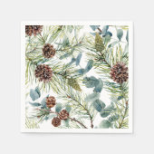 ウォーターカラーウッドランドフォレストホリデイ スタンダードカクテルナプキン (正面)