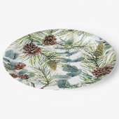 ウォーターカラーウッドランドフォレストホリデイ ペーパープレート (アングル)