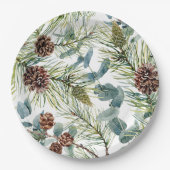 ウォーターカラーウッドランドフォレストホリデイ ペーパープレート (正面)