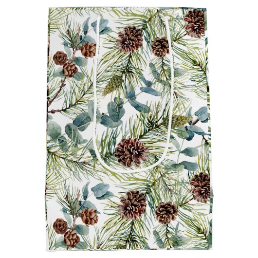 ウォーターカラーウッドランドフォレストホリデイ ミディアムペーパーバッグ (裏面)